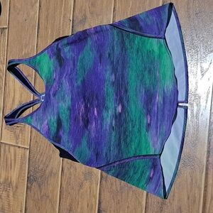 LULULEMON Racerback Purple-green And Black Watercolor Tank Top Size Small